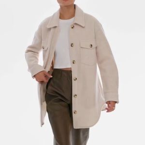 Aritzia Cream Button-Front Overshirt Cardigan